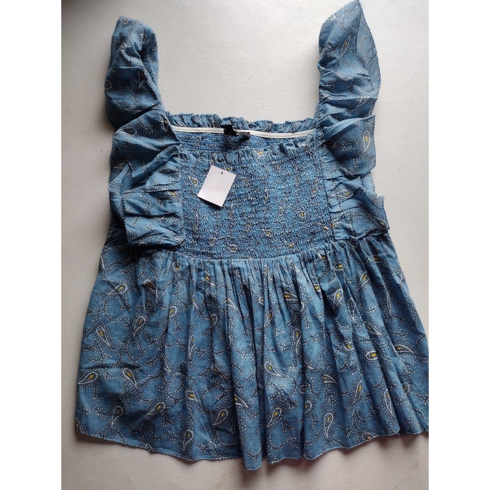 Saks fifth avenue women's blue paisley blouse size medium‎